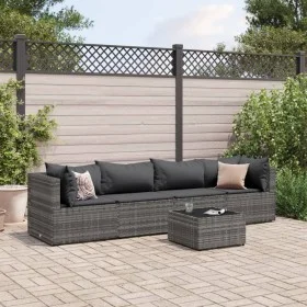 Gartenmöbel-Set 5-teilig mit grauen Polstern aus synthetischem Rattan von , Gartensets - Ref: Foro24-3308010, Preis: 322,37 €...