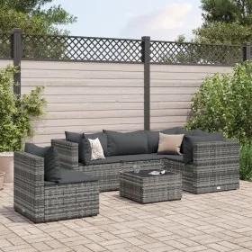 6-piece garden furniture set with gray synthetic rattan cushions by , Garden sets - Ref: Foro24-3308162, Price: 414,21 €, Dis...
