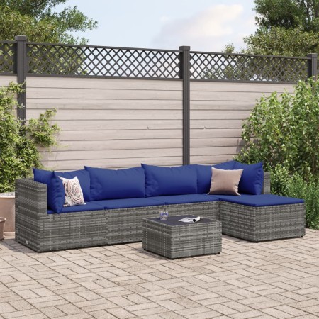 Set de muebles de jardín 6 pzas y cojines ratán sintético gris von , Gartensets - Ref: Foro24-3308071, Preis: 388,82 €, Rabat...