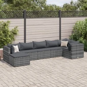 Set de muebles de jardín 7 pzas y cojines ratán sintético gris by , Garden sets - Ref: Foro24-3308226, Price: 474,13 €, Disco...