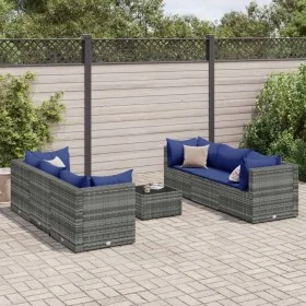 Set de muebles de jardín 7 pzas y cojines ratán sintético gris by , Garden sets - Ref: Foro24-3308031, Price: 461,86 €, Disco...