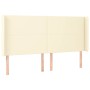 Cabecero con LED cuero sintético color crema 183x16x118/128 cm