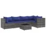 Set de muebles de jardín 6 pzas y cojines ratán sintético gris by , Garden sets - Ref: Foro24-3308103, Price: 395,56 €, Disco...
