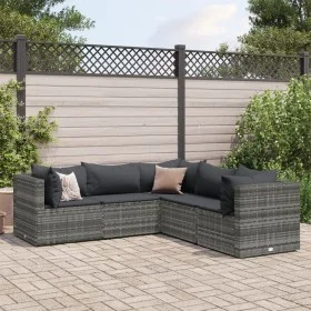 Gartenmöbel-Set 5-teilig mit grauen Polstern aus synthetischem Rattan von , Gartensets - Ref: Foro24-3308122, Preis: 363,38 €...