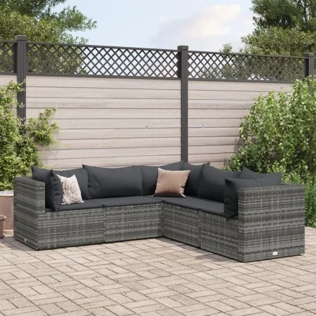 Set de muebles de jardín 5 pzas y cojines ratán sintético gris by , Garden sets - Ref: Foro24-3308122, Price: 363,33 €, Disco...