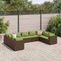 Set muebles de jardín 9 piezas y cojines ratán sintético marrón de , Conjuntos de jardín - Ref: Foro24-3308270, Precio: 703,31 €
