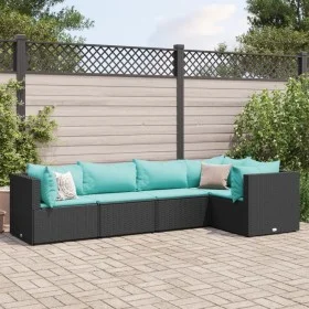 Set de muebles de jardín 5 pzas y cojines ratán sintético negro by , Garden sets - Ref: Foro24-3308092, Price: 361,92 €, Disc...