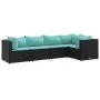 Set de muebles de jardín 5 pzas y cojines ratán sintético negro de , Conjuntos de jardín - Ref: Foro24-3308092, Precio: 361,8...