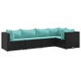 Set de muebles de jardín 5 pzas y cojines ratán sintético negro by , Garden sets - Ref: Foro24-3308092, Price: 367,43 €, Disc...