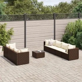 Set sofás de jardín 8 piezas y cojines ratán sintético marrón by , Garden sets - Ref: Foro24-3308033, Price: 542,95 €, Discou...