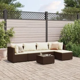 Gartenmöbel-Set, 6-teilig, mit braunen Kissen aus synthetischem Rattan. von , Gartensets - Ref: Foro24-3308065, Preis: 350,86...