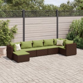 Gartenmöbel-Set, 7-teilig, mit braunen Polstern aus synthetischem Rattan. von , Gartensets - Ref: Foro24-3308230, Preis: 509,...