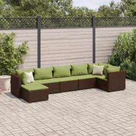 Set muebles de jardín 7 piezas y cojines ratán sintético marrón by , Garden sets - Ref: Foro24-3308230, Price: 492,14 €, Disc...