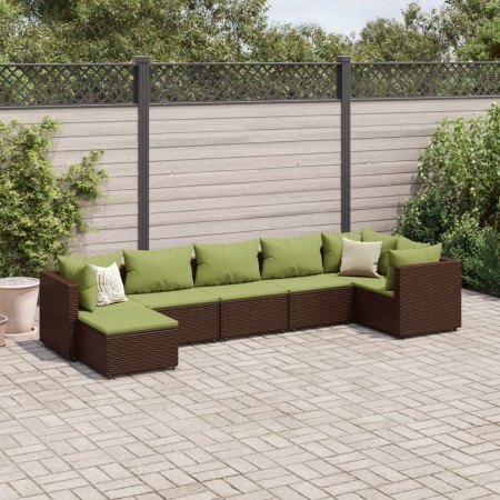 Gartenmöbel-Set, 7-teilig, mit braunen Polstern aus synthetischem Rattan. von , Gartensets - Ref: Foro24-3308230, Preis: 509,...