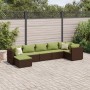 Set muebles de jardín 7 piezas y cojines ratán sintético marrón de , Conjuntos de jardín - Ref: Foro24-3308230, Precio: 511,14 €