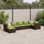 Set muebles de jardín 7 piezas y cojines ratán sintético marrón de , Conjuntos de jardín - Ref: Foro24-3308230, Precio: 492,0...