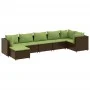 Set muebles de jardín 7 piezas y cojines ratán sintético marrón de , Conjuntos de jardín - Ref: Foro24-3308230, Precio: 492,0...