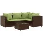 Set muebles de jardín 5 piezas y cojines ratán sintético marrón by , Garden sets - Ref: Foro24-3308086, Price: 366,36 €, Disc...