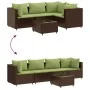 Set muebles de jardín 5 piezas y cojines ratán sintético marrón by , Garden sets - Ref: Foro24-3308086, Price: 366,36 €, Disc...