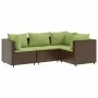 Set muebles de jardín 4 piezas y cojines ratán sintético marrón de , Conjuntos de jardín - Ref: Foro24-3308078, Precio: 305,4...