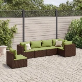 Set muebles de jardín 6 piezas y cojines ratán sintético marrón by , Garden sets - Ref: Foro24-3308174, Price: 455,18 €, Disc...
