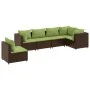 Set muebles de jardín 6 piezas y cojines ratán sintético marrón de , Conjuntos de jardín - Ref: Foro24-3308174, Precio: 455,1...