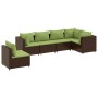 Set muebles de jardín 6 piezas y cojines ratán sintético marrón by , Garden sets - Ref: Foro24-3308174, Price: 472,00 €, Disc...