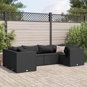 Set muebles de jardín 6 piezas y cojines ratán sintético negro by , Garden sets - Ref: Foro24-3308251, Price: 521,06 €, Disco...