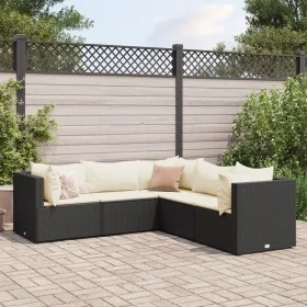Gartenmöbel-Set 5-teilig mit schwarzen Polstern aus synthetischem Rattan von , Gartensets - Ref: Foro24-3308120, Preis: 408,8...