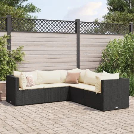 Set de muebles de jardín 5 pzas y cojines ratán sintético negro de , Conjuntos de jardín - Ref: Foro24-3308120, Precio: 408,7...