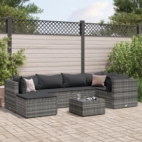 Set de muebles de jardín 7 pzas y cojines ratán sintético gris by , Garden sets - Ref: Foro24-3308218, Price: 458,47 €, Disco...