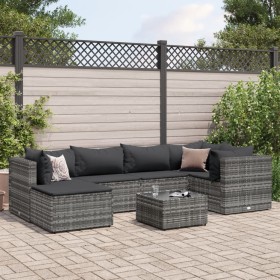 Set de muebles de jardín 7 pzas y cojines ratán sintético gris von , Gartensets - Ref: Foro24-3308218, Preis: 467,06 €, Rabat...