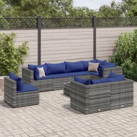 Set de muebles de jardín 9 pzas y cojines ratán sintético gris by , Garden sets - Ref: Foro24-3308207, Price: 564,83 €, Disco...