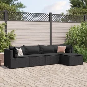 Gartenmöbel-Set 5-teilig mit schwarzen Polstern aus synthetischem Rattan von , Gartensets - Ref: Foro24-3308059, Preis: 377,6...