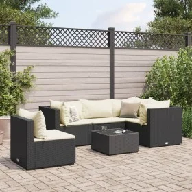 Gartenmöbel-Set, 6-teilig, mit schwarzen Kissen aus synthetischem Rattan. von , Gartensets - Ref: Foro24-3308160, Preis: 430,...
