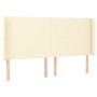 Cabecero con LED cuero sintético color crema 203x16x118/128 cm