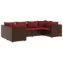 Set muebles de jardín 6 piezas y cojines ratán sintético marrón de , Conjuntos de jardín - Ref: Foro24-3308253, Precio: 486,7...
