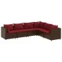Set muebles de jardín 6 piezas y cojines ratán sintético marrón de , Conjuntos de jardín - Ref: Foro24-3308141, Precio: 497,3...