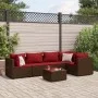 Gartenmöbel-Set, 6-teilig, mit braunen Kissen aus synthetischem Rattan. von , Gartensets - Ref: Foro24-3308101, Preis: 408,65...