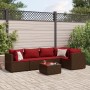 Set muebles de jardín 6 piezas y cojines ratán sintético marrón de , Conjuntos de jardín - Ref: Foro24-3308101, Precio: 414,57 €