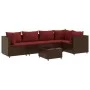 Set muebles de jardín 6 piezas y cojines ratán sintético marrón de , Conjuntos de jardín - Ref: Foro24-3308101, Precio: 408,6...
