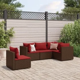 Gartenmöbel-Set, 5-teilig, mit braunen Kunststoff-Rattan-Kissen. von , Gartensets - Ref: Foro24-3308157, Preis: 390,20 €, Rab...