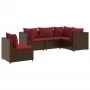 Set muebles de jardín 5 piezas y cojines ratán sintético marrón de , Conjuntos de jardín - Ref: Foro24-3308157, Precio: 390,1...