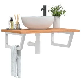Estante de lavabo de pared de acero y madera maciza de haya by , bathroom vanities - Ref: Foro24-3302450, Price: 92,24 €, Dis...