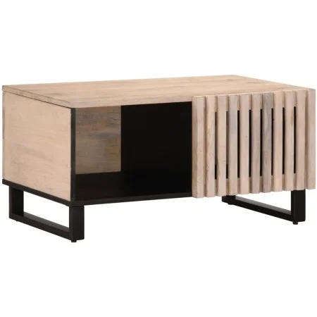 Mesa de centro de madera maciza de mango blanca 80x51x40 cm by , Coffee table - Ref: Foro24-377459, Price: 76,28 €, Discount: %