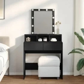 Tocador con luces LED negro 80x41x144,5 cm by , Bedroom Dressers - Ref: Foro24-848179, Price: 118,99 €, Discount: %