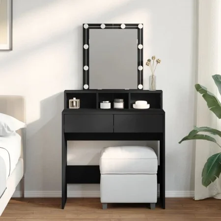 Tocador con luces LED negro 80x41x144,5 cm de , Tocadores para dormitorios - Ref: Foro24-848179, Precio: 118,99 €, Descuento: %