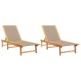 Tumbonas 2 unidades madera maciza de acacia y textileno taupe by , Loungers - Ref: Foro24-3279251, Price: 338,61 €, Discount: %