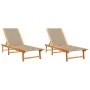Tumbonas 2 unidades madera maciza de acacia y textileno taupe by , Loungers - Ref: Foro24-3279251, Price: 331,08 €, Discount: %