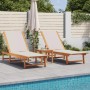 Tumbonas 2 uds con mesa madera maciza acacia y textileno gris by , Loungers - Ref: Foro24-3279253, Price: 308,79 €, Discount: %
